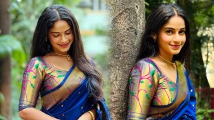 Prapti Redkar Blue Muniya Paithani Saree