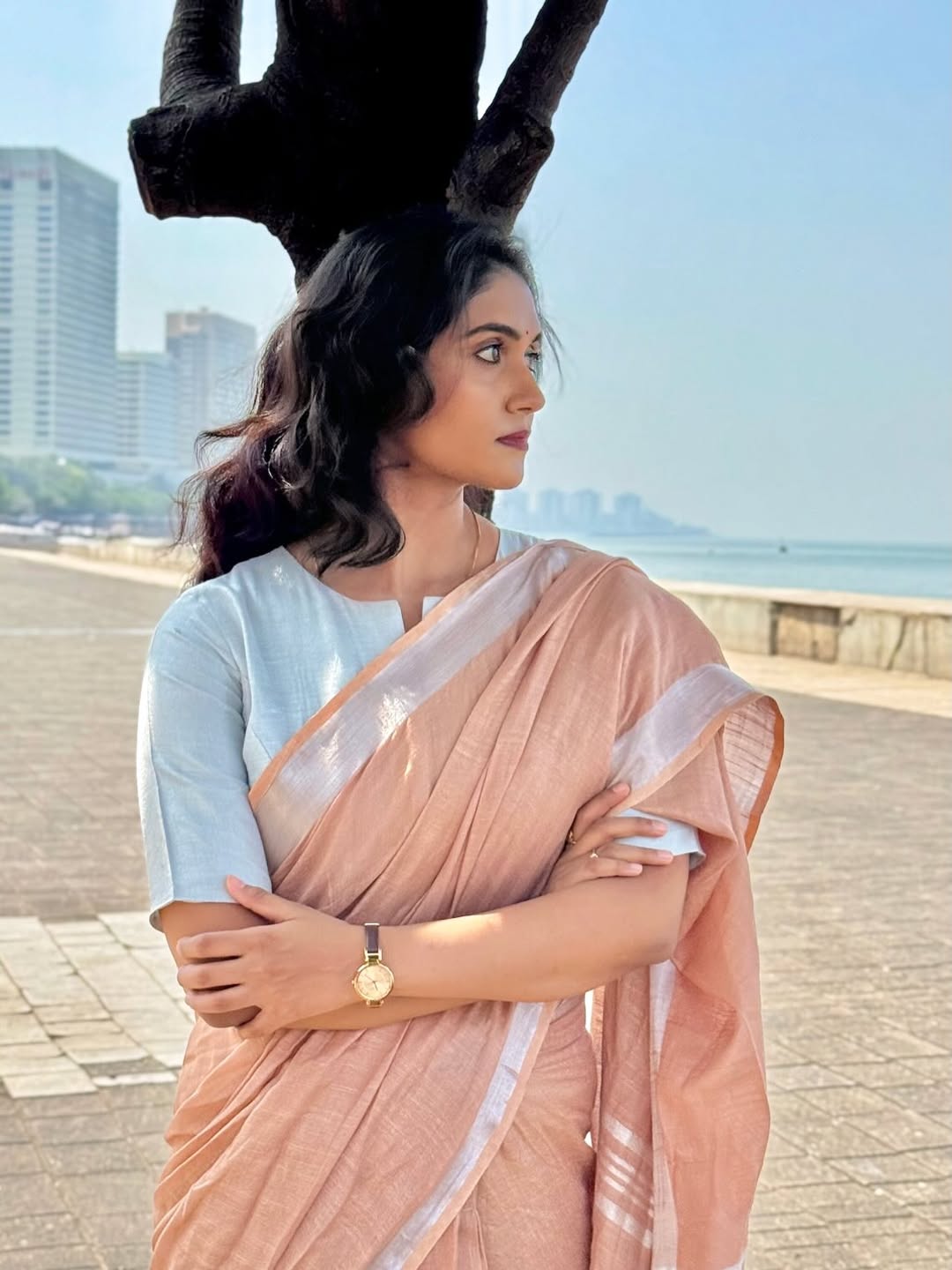 Rinku Rajguru Marine Drive Saree Look