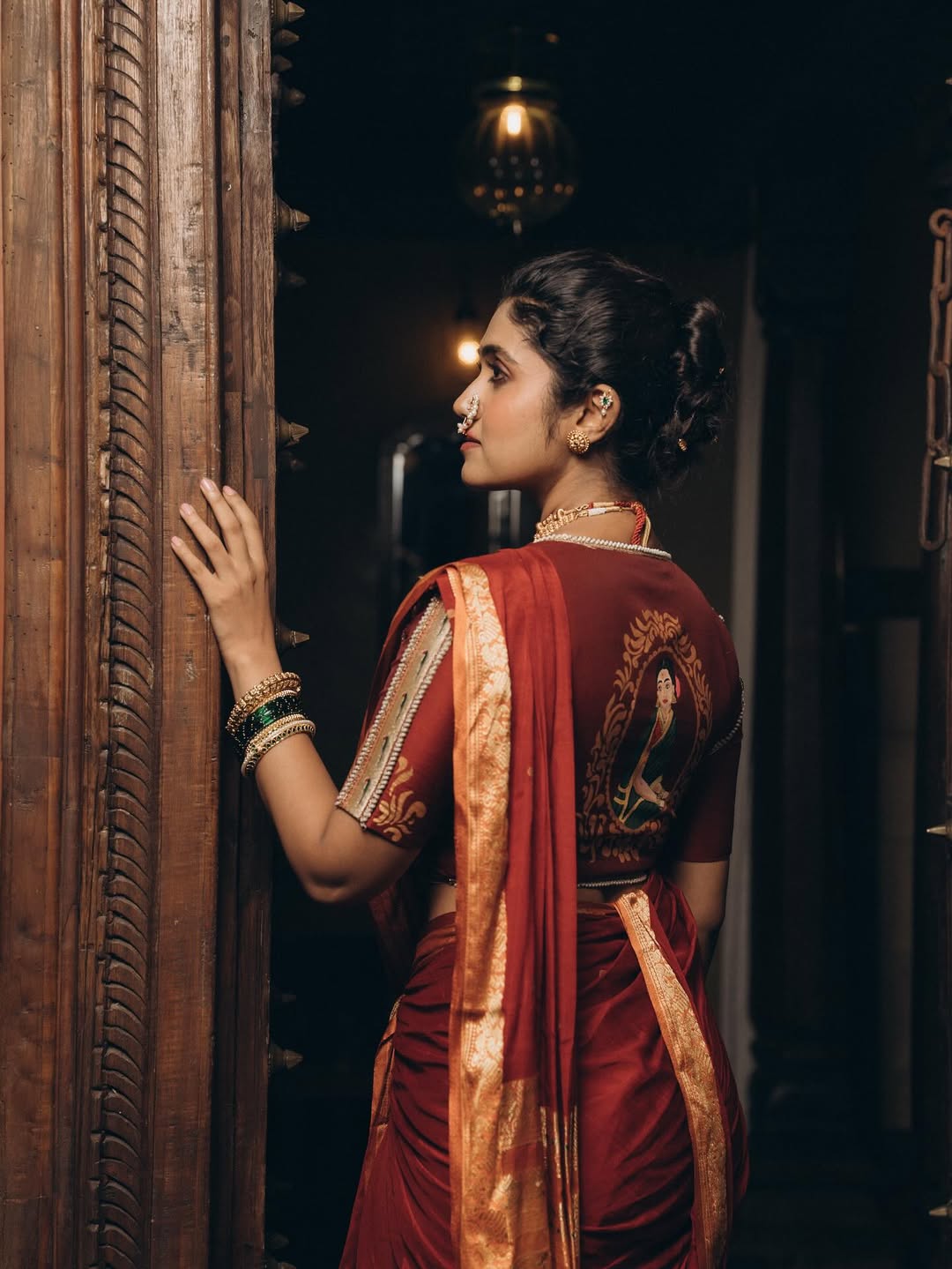 Rinku Rajguru Red Nauvari Saree Look