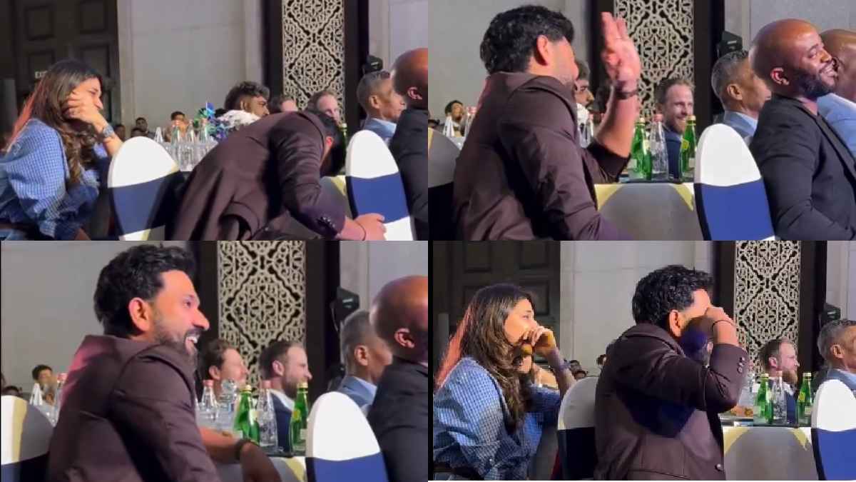 Rohit Sharma Viral Video Reaction MS dhoni Mimicry Shares Laughs with Wife Ritika Sajdeh & Kane Williamson