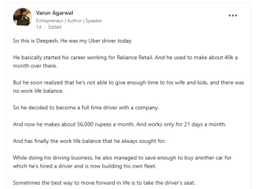 man quits corporate job for family
