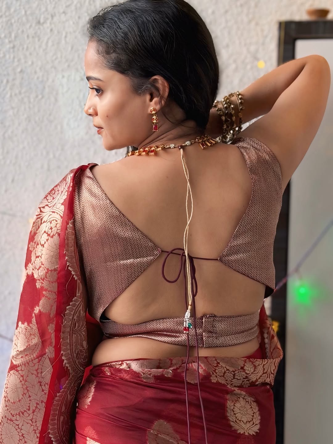 Shivali Parab Maroon Saree Look