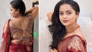 Shivali Parab Maroon Saree Look