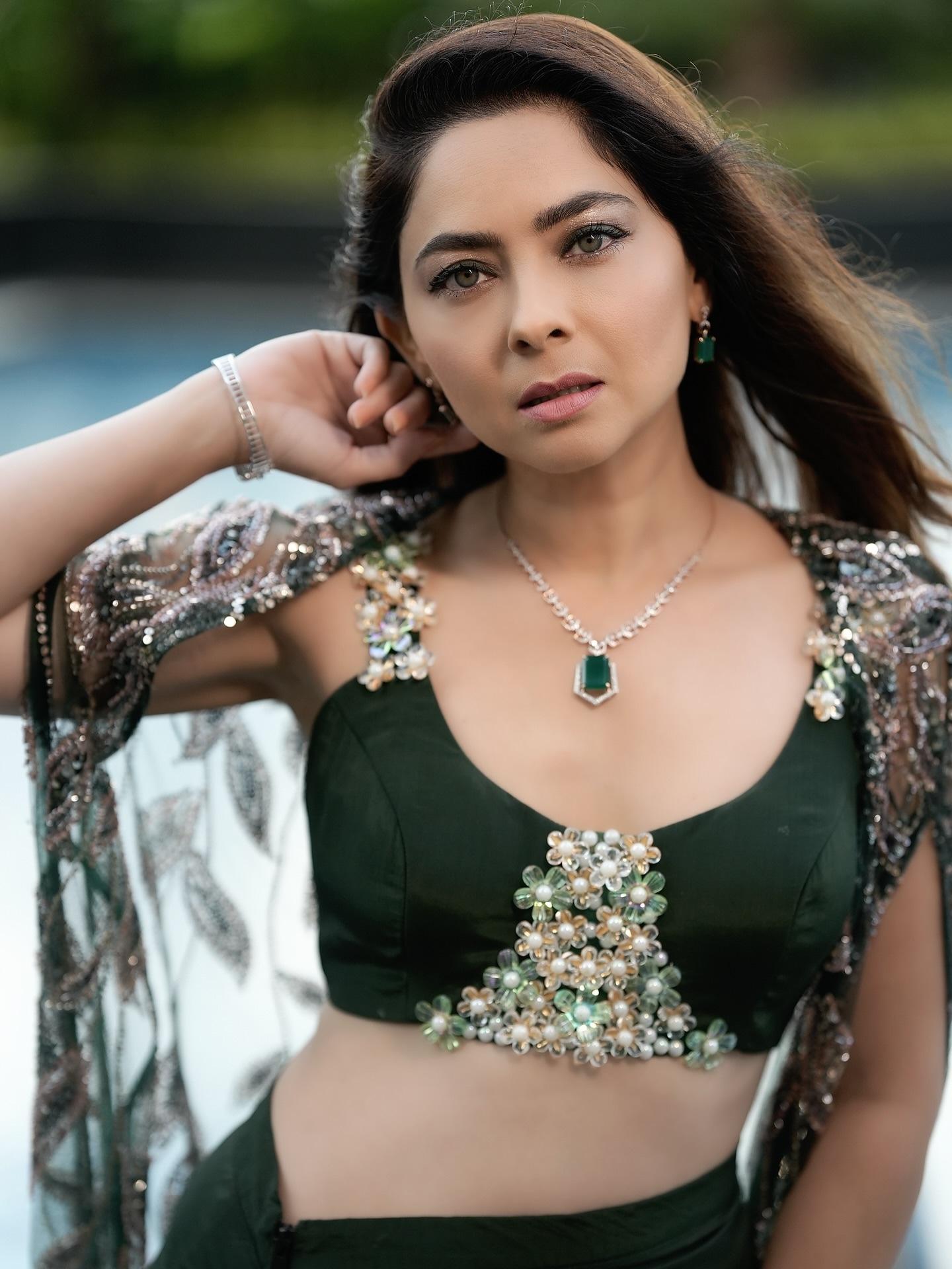 Sonalee Kulkarni Golden Muniya Paithani Saree