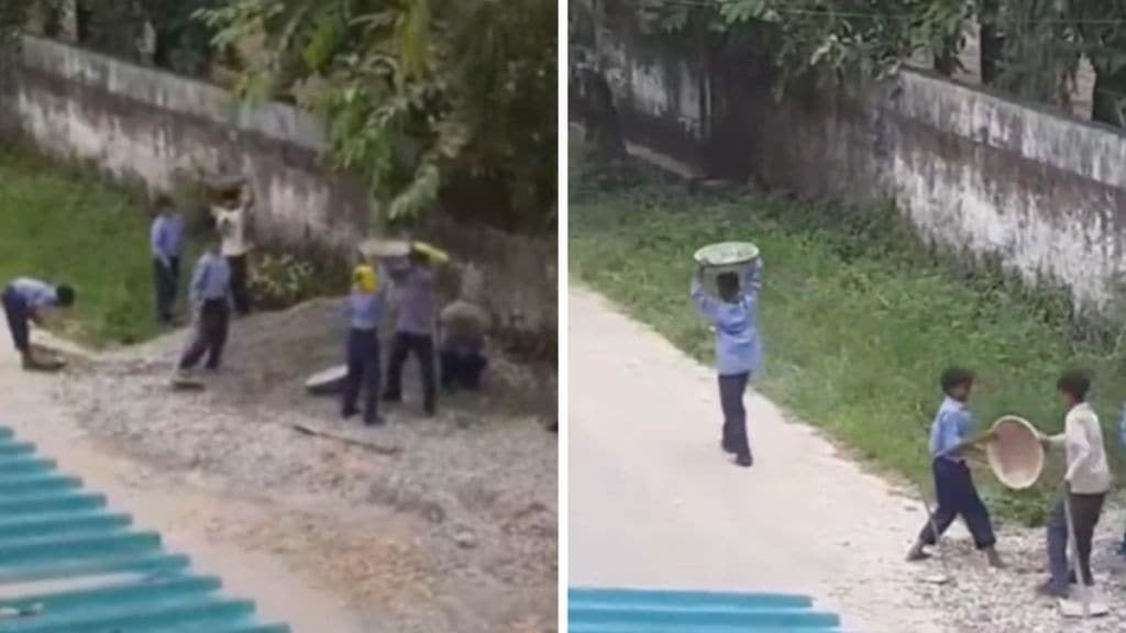 Viral Video Of Dehardun School Students Doing Manual Labour