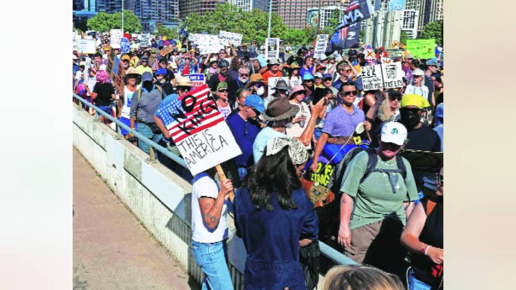 Spontaneous response to No Kings rally against Donald Trump in America