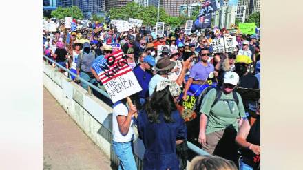 Spontaneous response to No Kings rally against Donald Trump in America