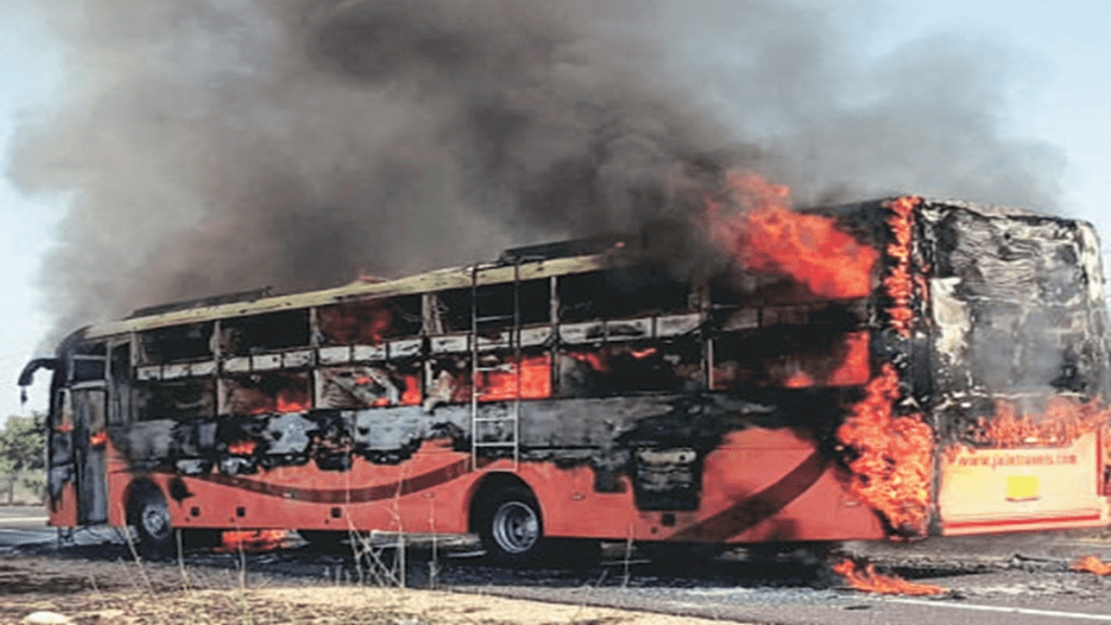 Jaisalmer bus fire, Jaisalmer to Jodhpur bus accident, bus fire accident India, private bus fire Jaisalmer,