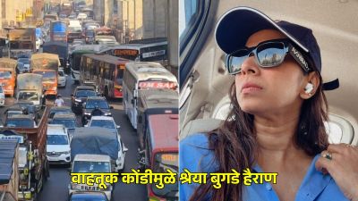 वाहतूक कोंडीत अडकलेल्या श्रेया बुगडेने व्यक्त केला संताप; म्हणाली, “५ तासांपासून…”