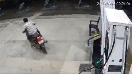 Viral video claiming drunk biker at petrol pump moments before Kurnool bus fire accident goes viral Viral video claiming drunk biker at petrol pump moments before Kurnool bus fire accident goes viral