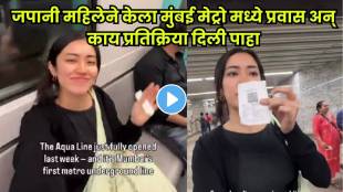 Japanese traveler enjoying Mumbai Metro Aqua Line