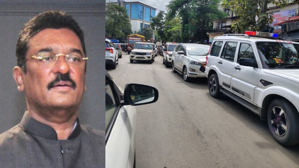 minister Pratap sarnaik convoy causes traffic jam bhayandar dussehra onam program