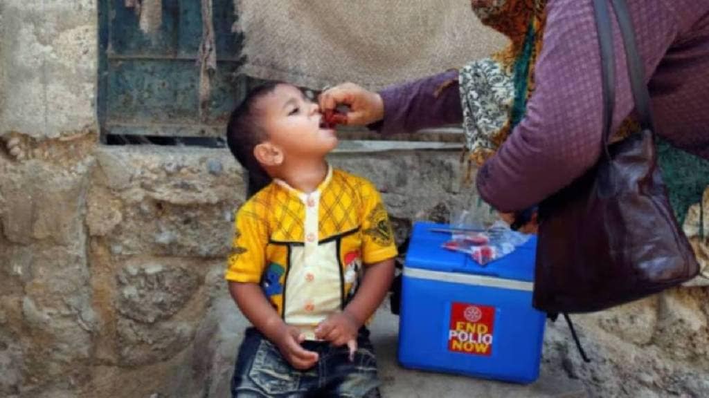 A grand national pulse polio vaccination campaign is held in Thane district on October 12