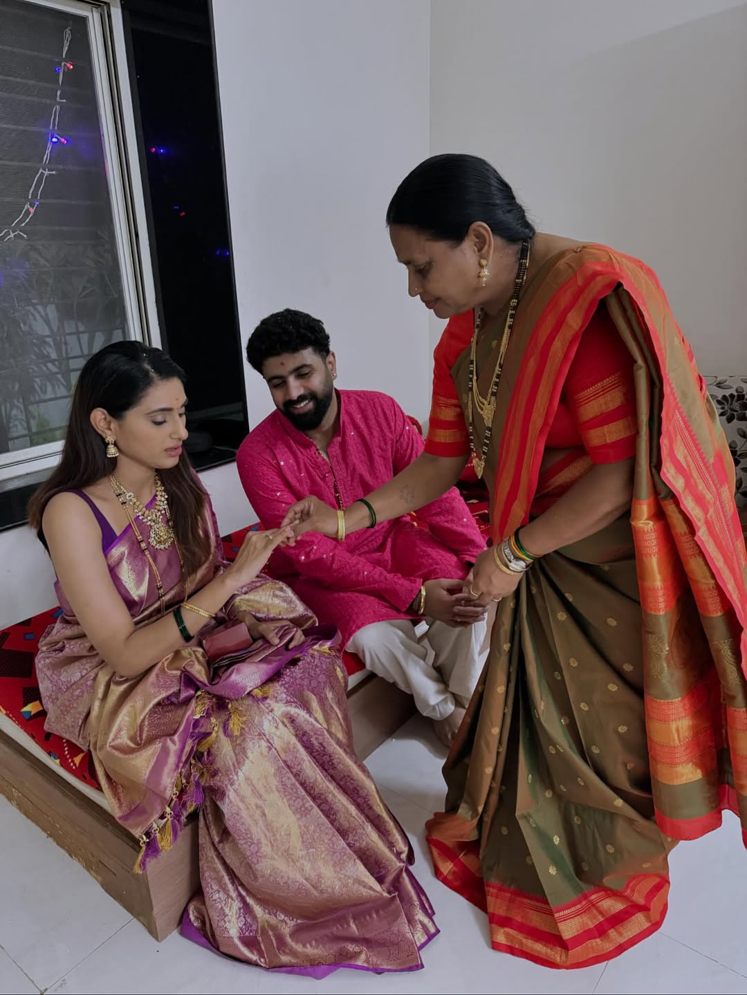 reshma shinde south indian husband and his family photos of diwali celebration