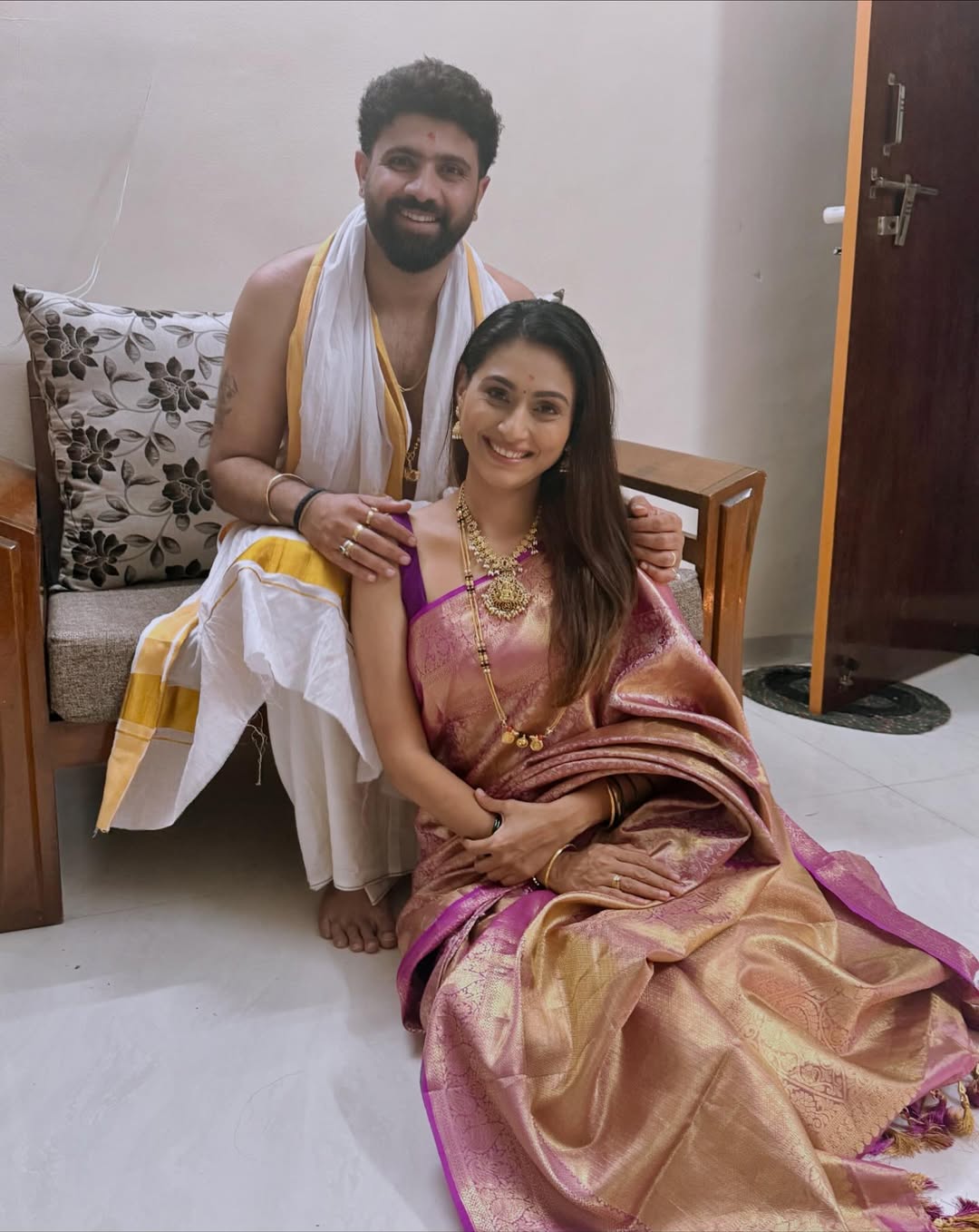 reshma shinde south indian husband and his family photos of diwali celebration