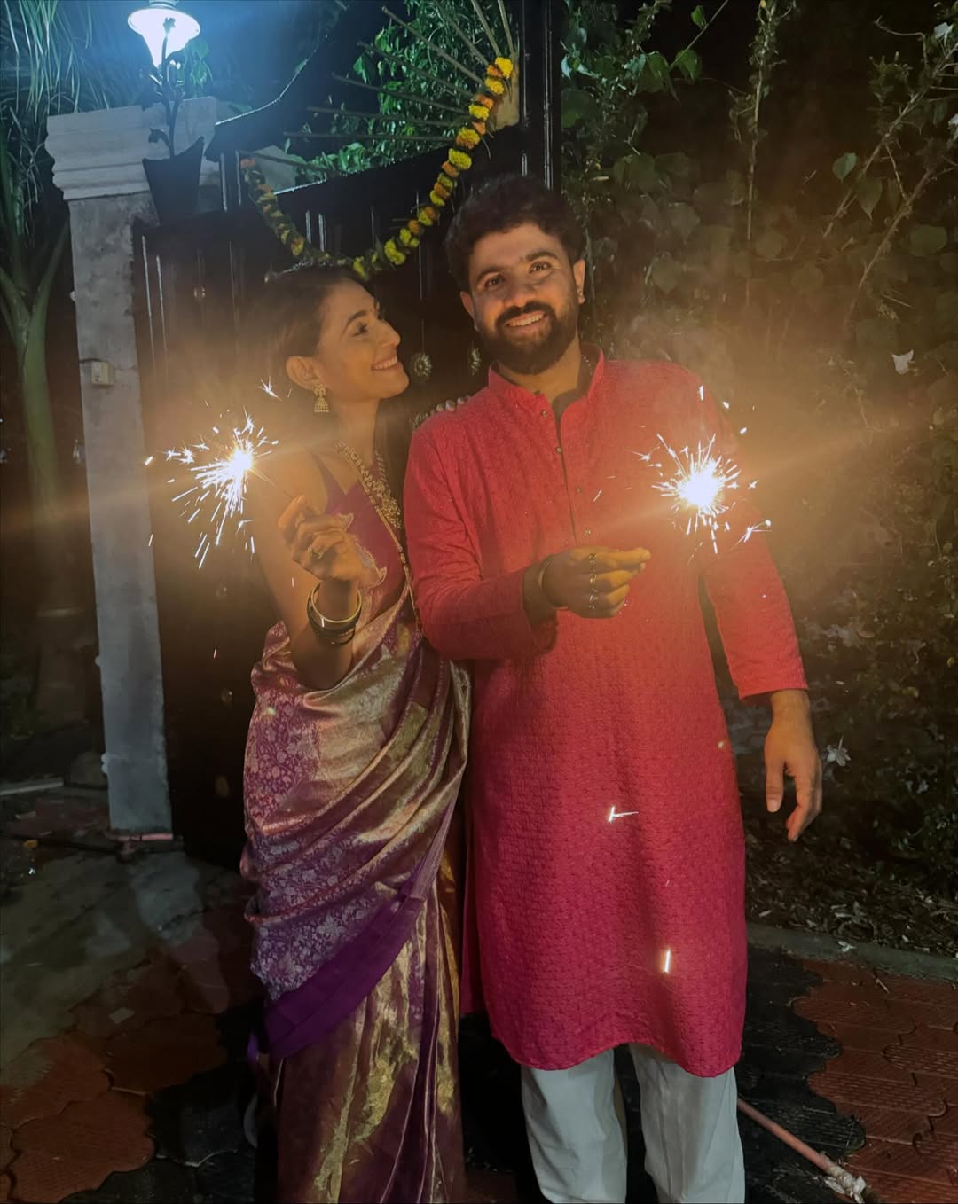 reshma shinde south indian husband and his family photos of diwali celebration