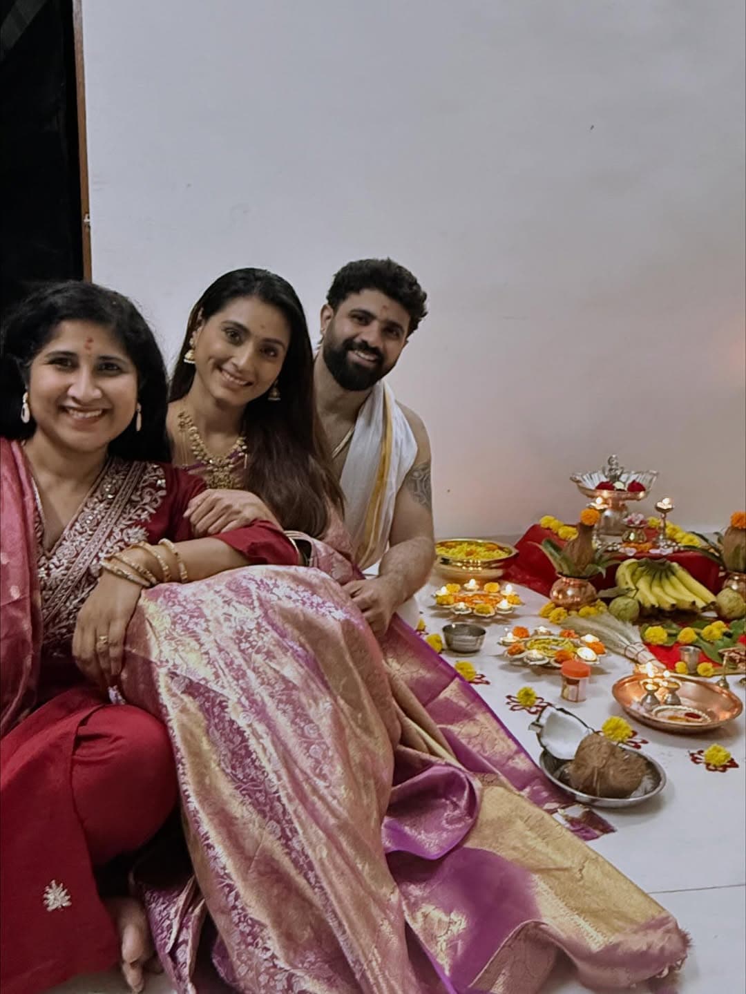 reshma shinde south indian husband and his family photos of diwali celebration