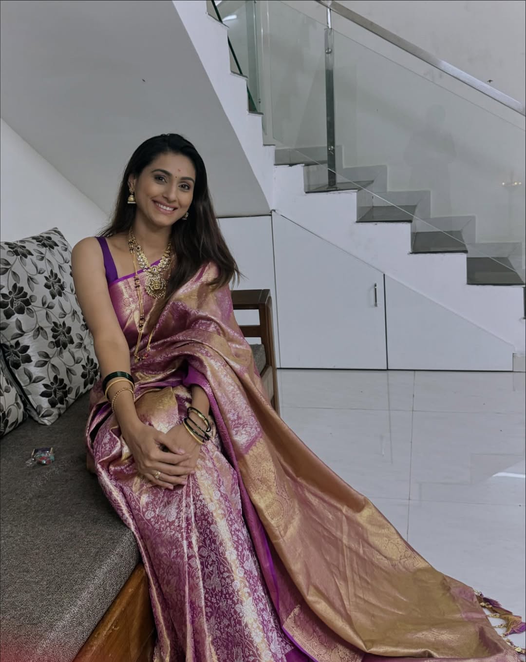 reshma shinde south indian husband and his family photos of diwali celebration