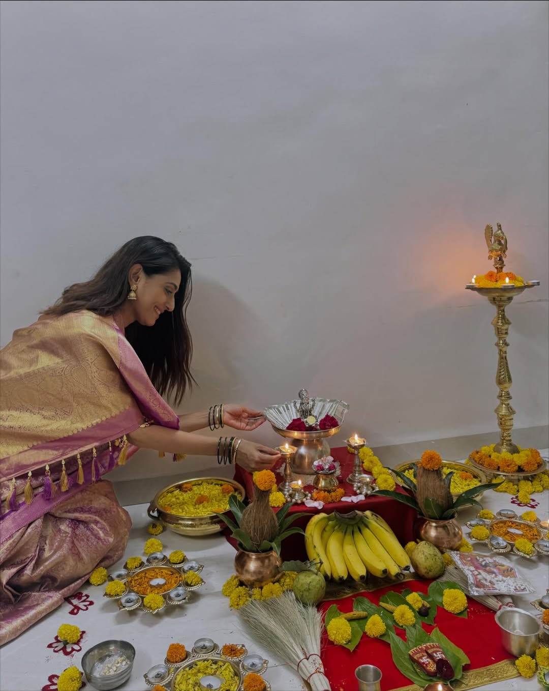 reshma shinde south indian husband and his family photos of diwali celebration