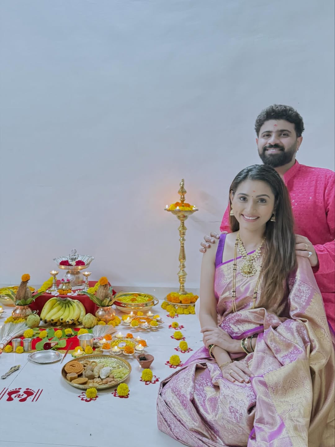 reshma shinde south indian husband and his family photos of diwali celebration