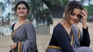shiva serial fame marathi actress purva kaushik share grey saree photos