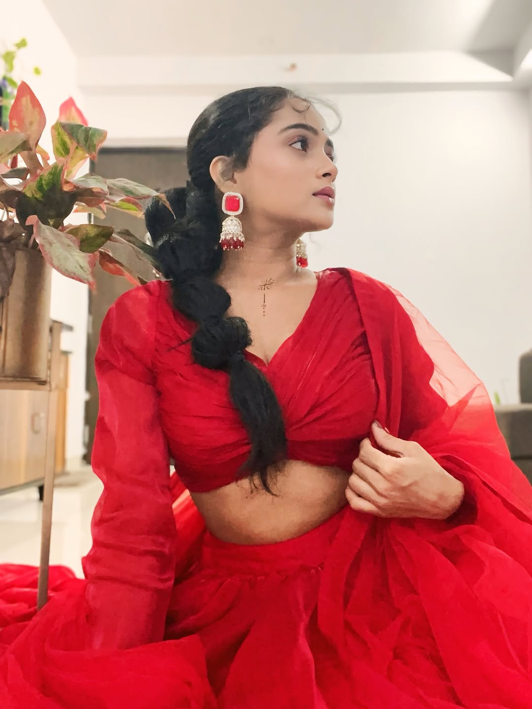 shivali parab red dress 