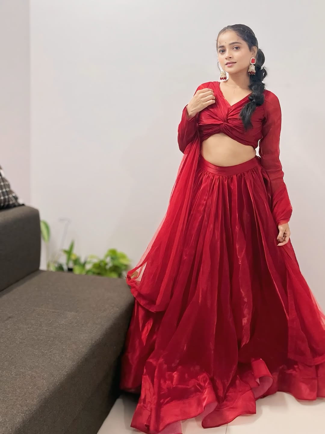 shivali parab red dress 