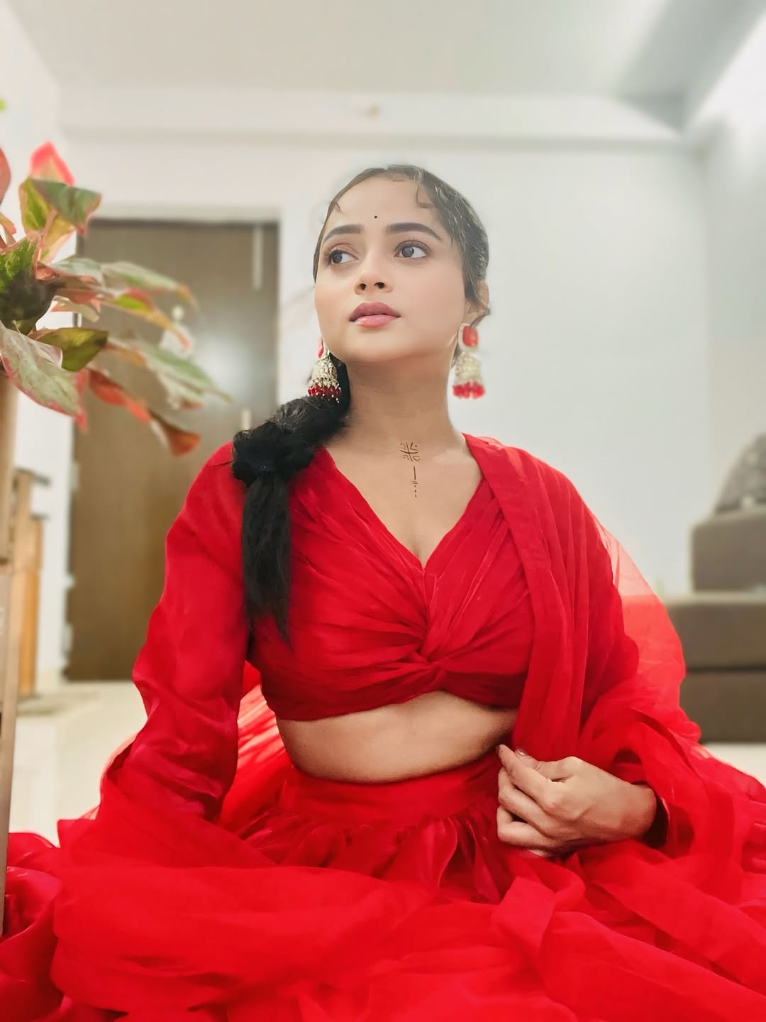 shivali parab red dress 