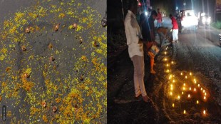 vasai BVA Activists Potholes Challenge VVMC Bad Roads Diwali Lamps Protest