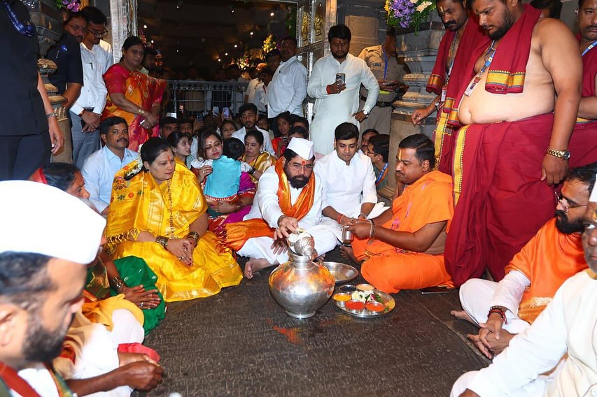 Eknath Shinde Kartiki Ekadashi pooja at pandhpur