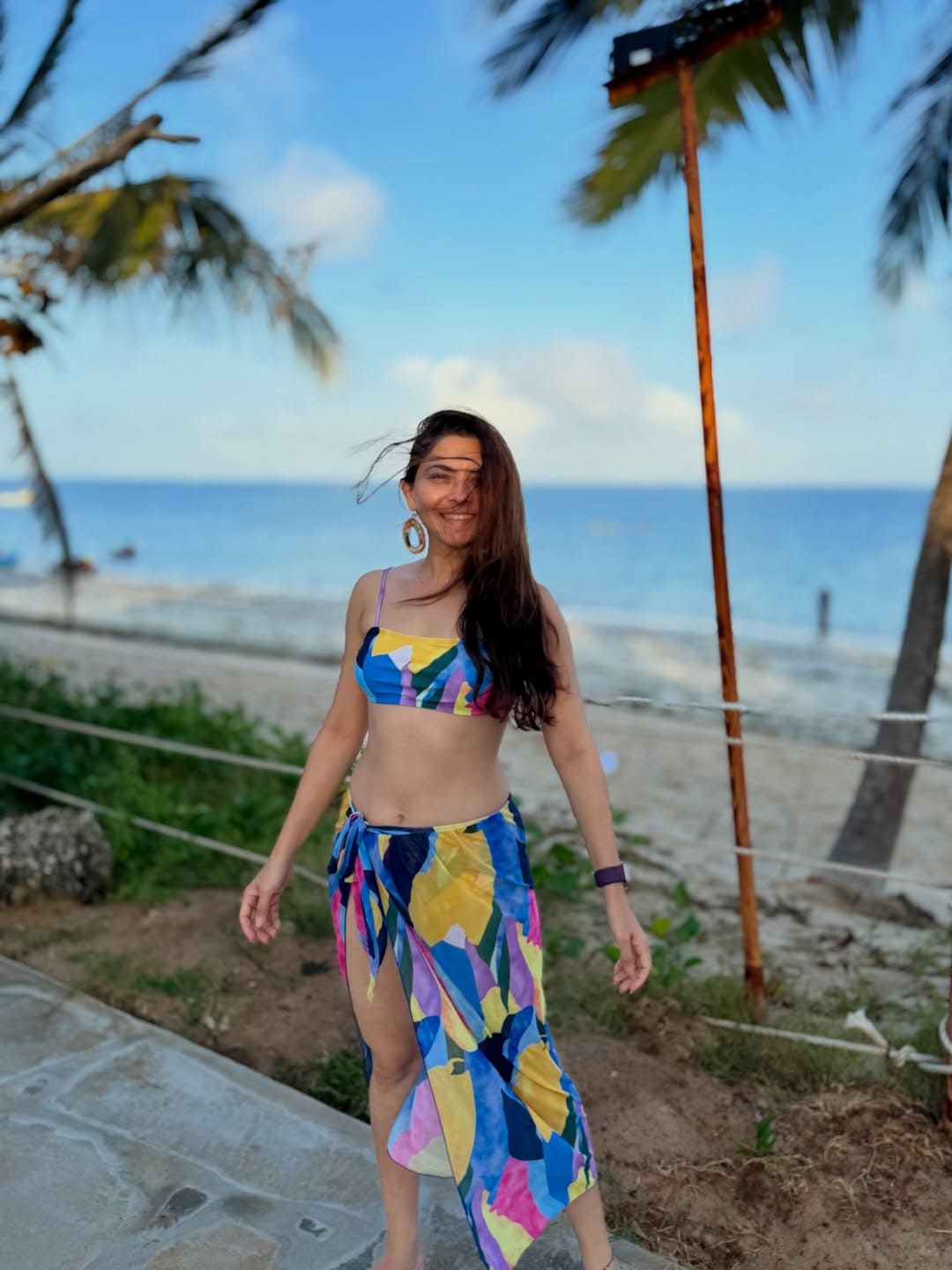 Sonalee Kulkarni in stylish bikini look on Mombasa beach