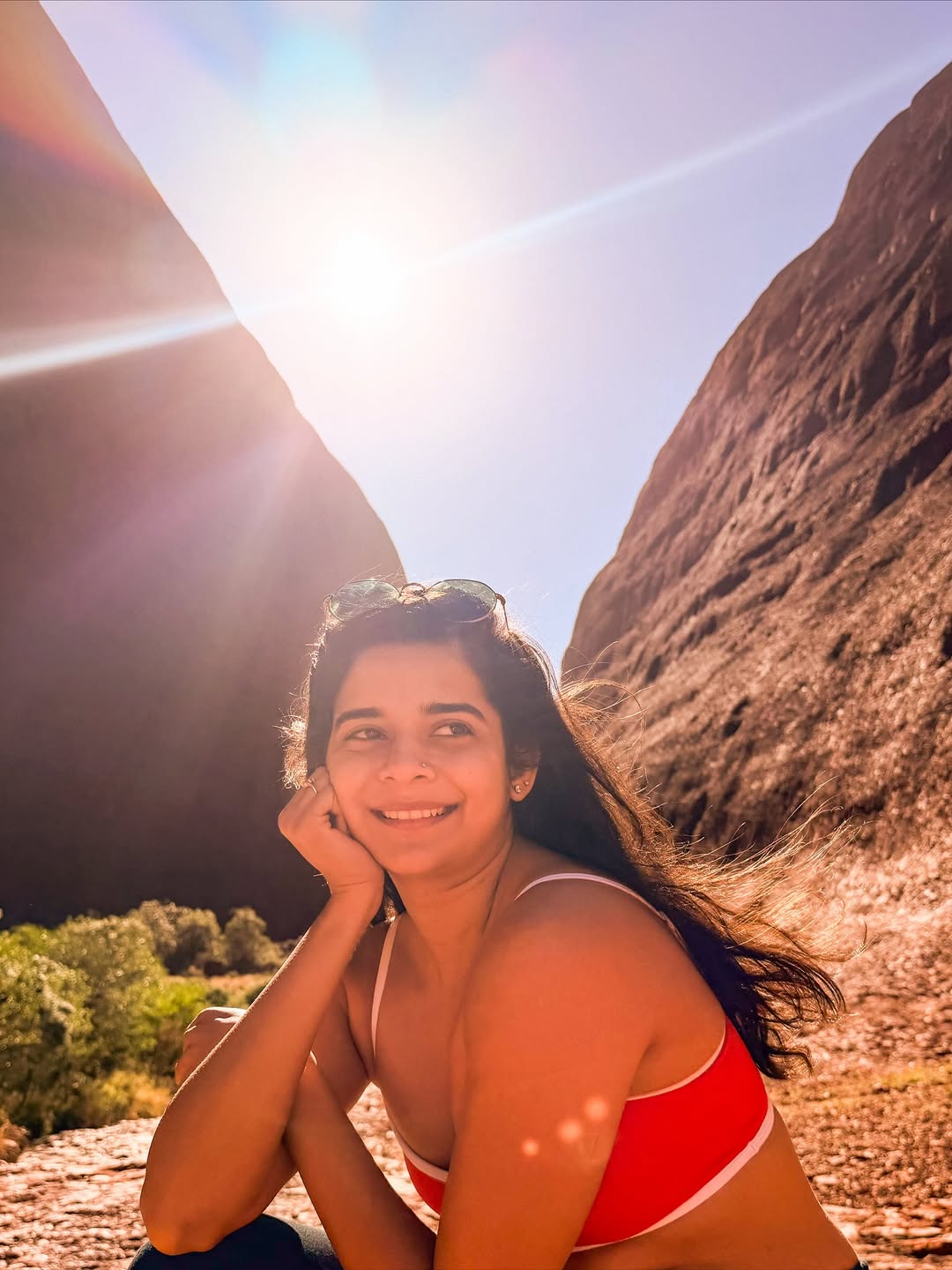 Mithila Palkar travel in Australia mountain with a stylish look