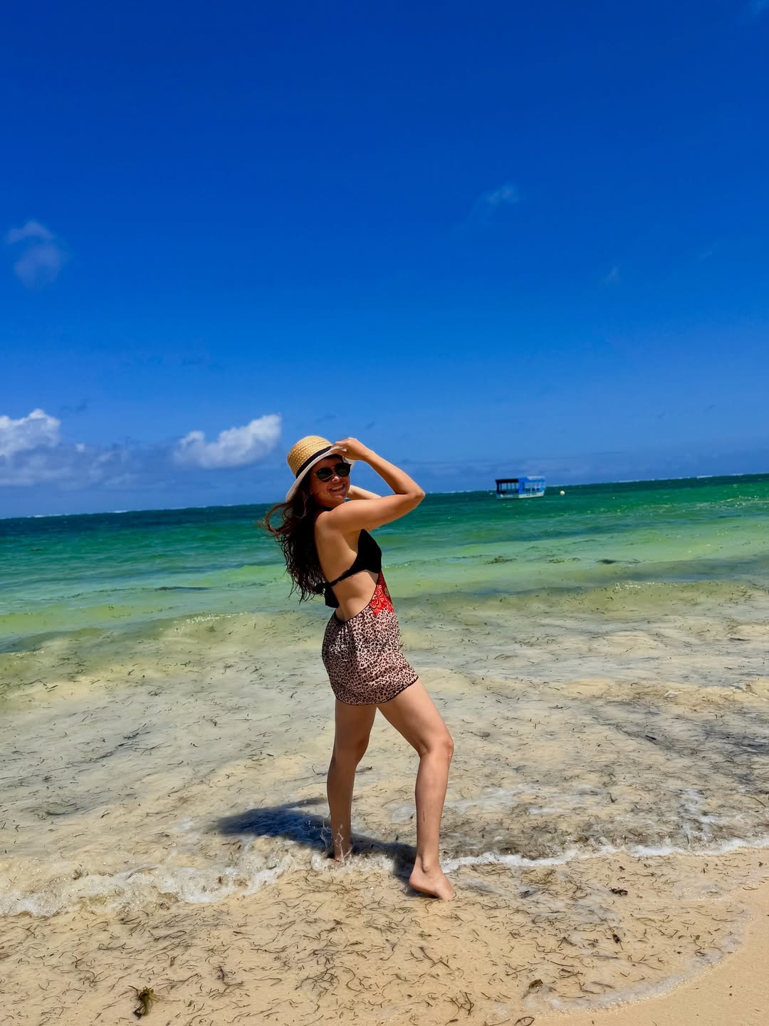 Sonalee Kulkarni in stylish bikini look on Mombasa beach