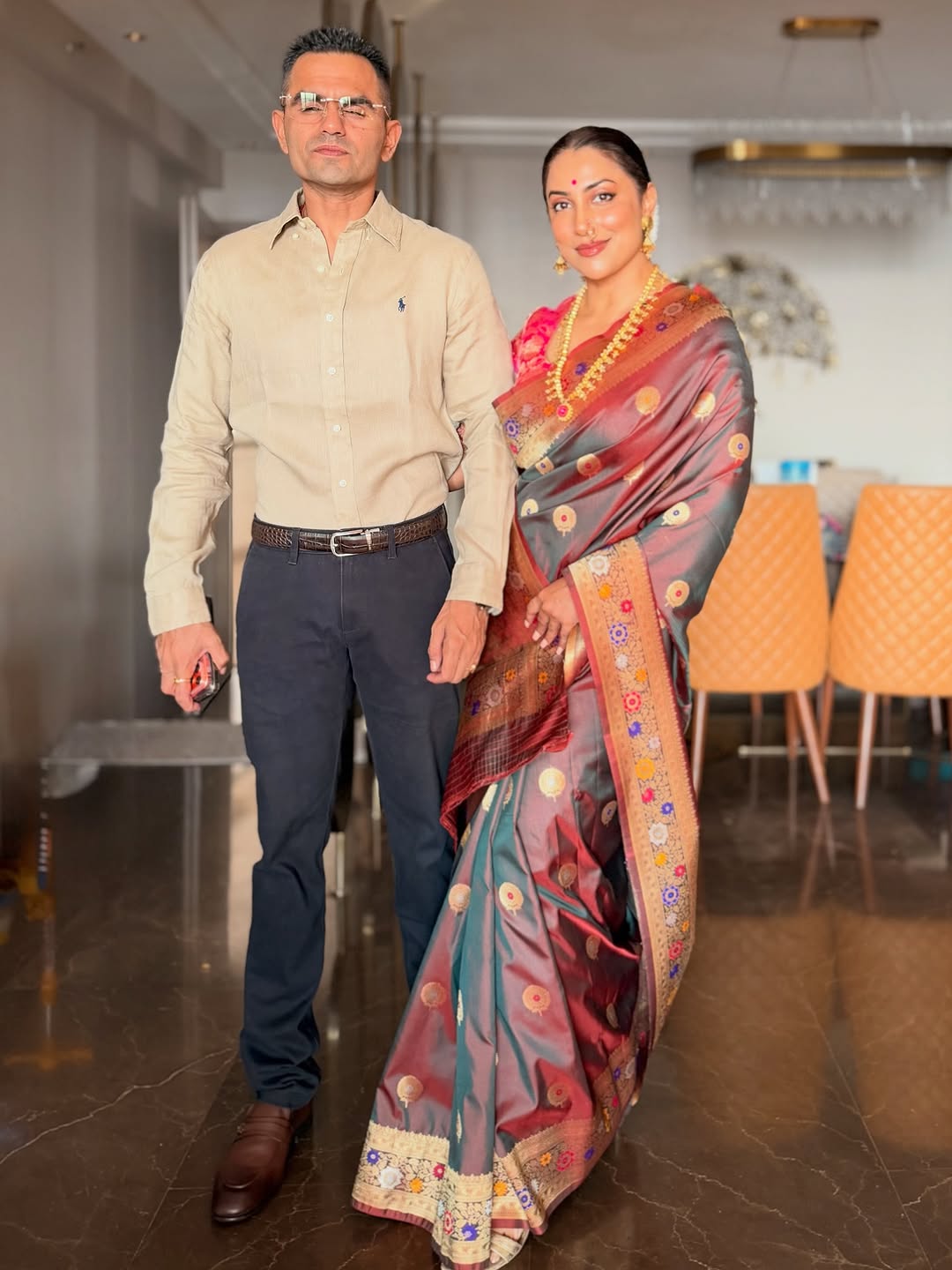 Kranti Redkar and Sameer Wankhede in a traditional look