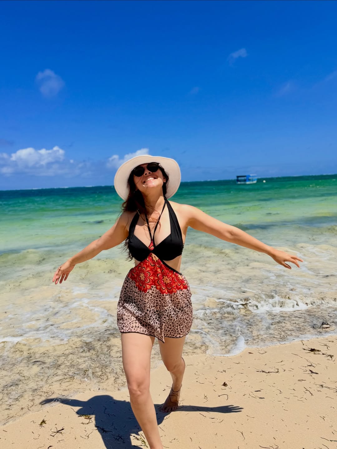 Sonalee Kulkarni in stylish bikini look on Mombasa beach
