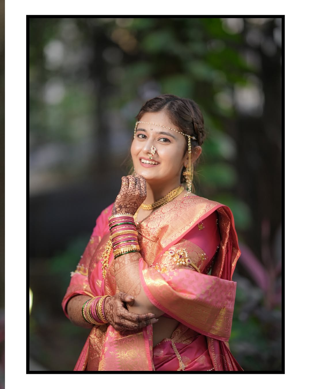 Anushka Pimpalkar bridal look pink Paithani saree