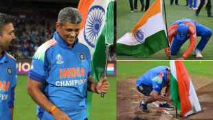 India Coach Amol Muzumdar Recreates Rohit Sharma Iconic Flag Celebration After India Womens World Cup win