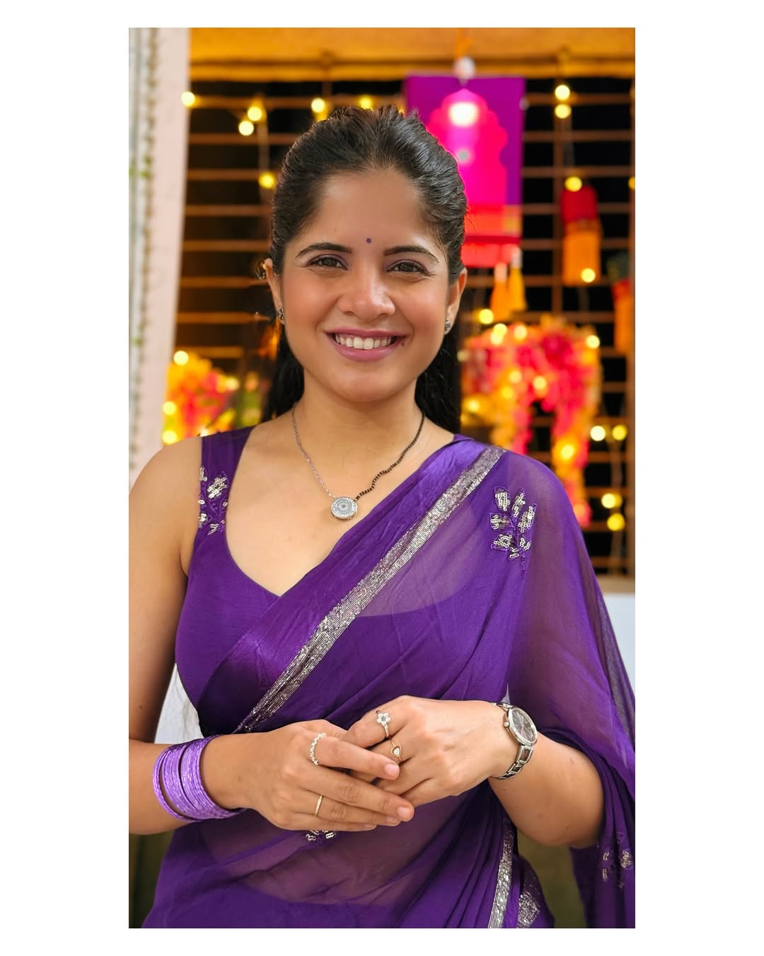 Amruta Deshmukh Purple Saree Look