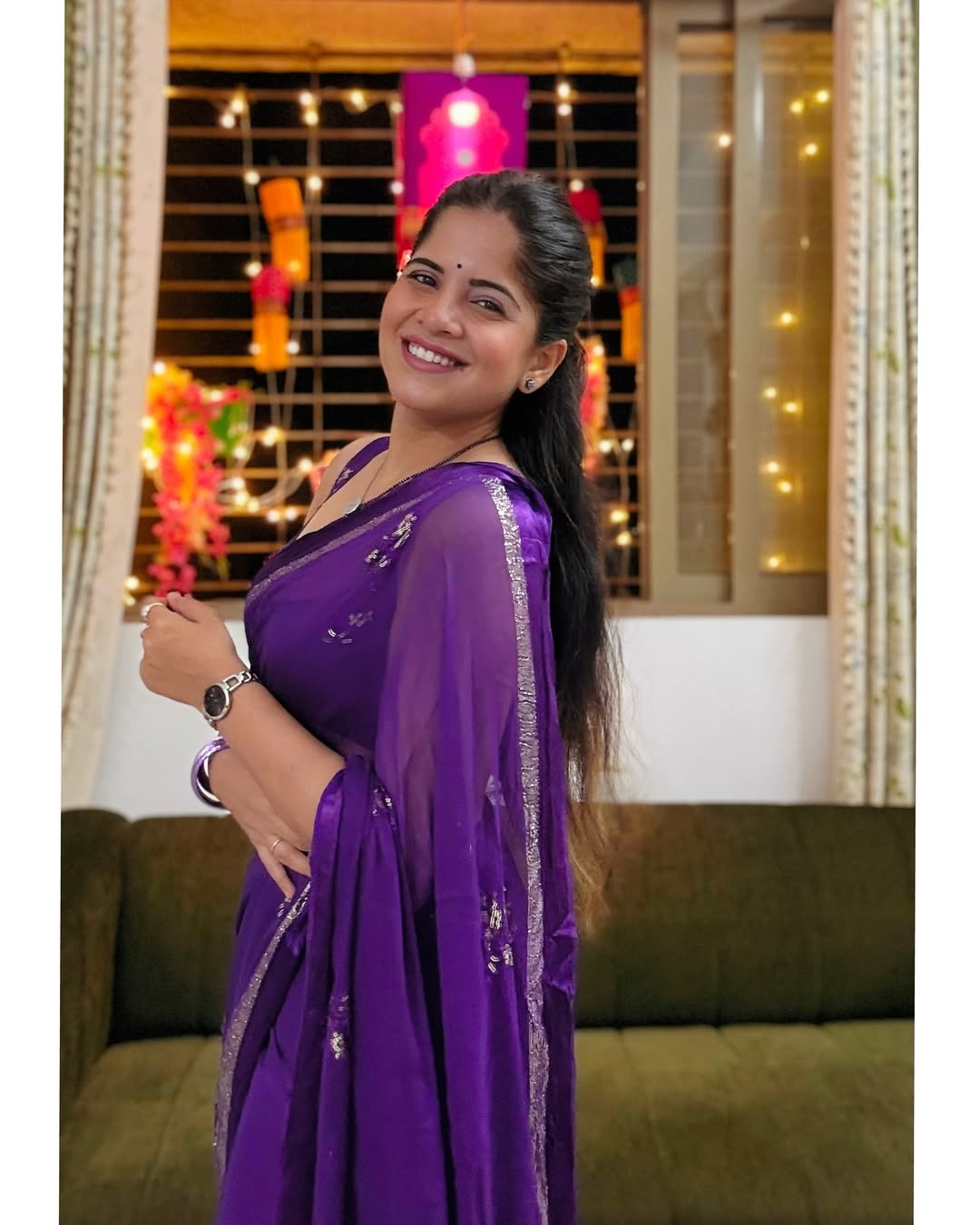 Amruta Deshmukh Purple Saree Look