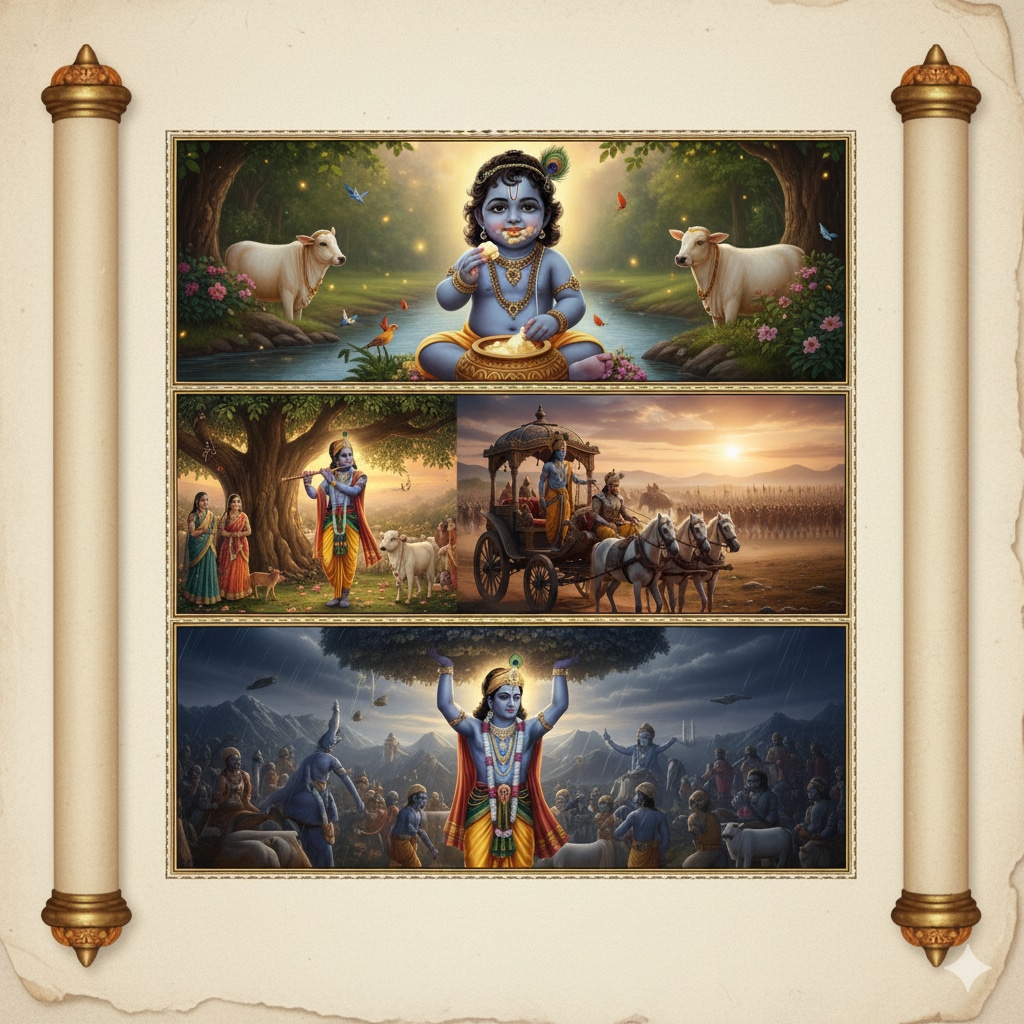 Lord Krishna’s divine teachings from the Bhagavad Gita that guide life