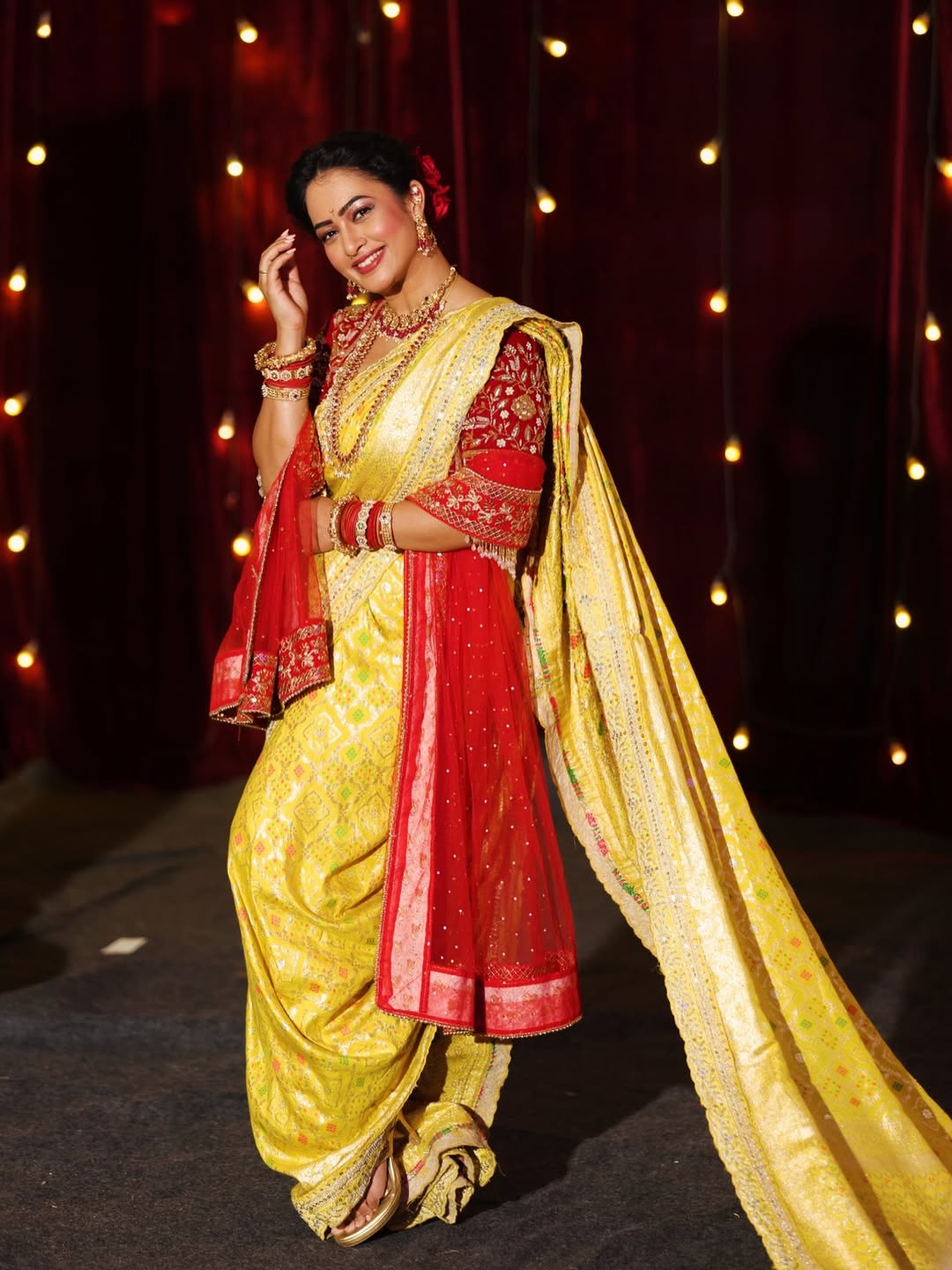 Girija Prabhu Yellow Nauvari Saree Look
