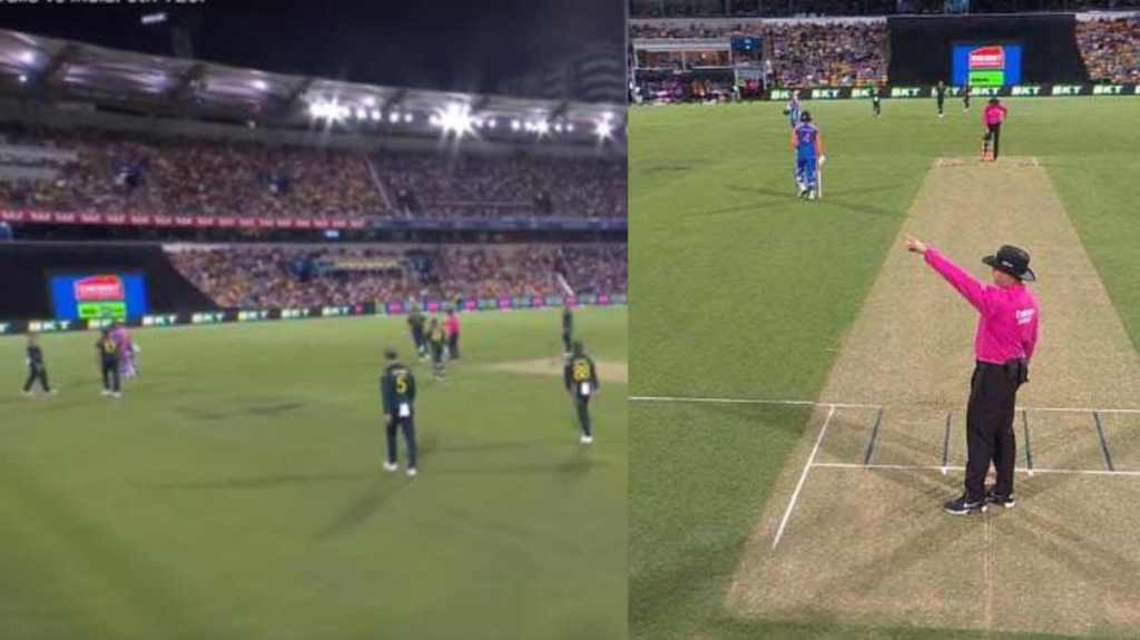 Why IND vs AUS 5th T20I Stopped Due to Bad Weather and Lighting in Brisbane Why IND vs AUS 5th T20I Stopped Due to Bad Weather and Lighting in Brisbane