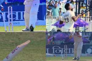 Mohammad Siraj Rocket Ball Breaks Stumps Clean Bowled Harmer Video Viral