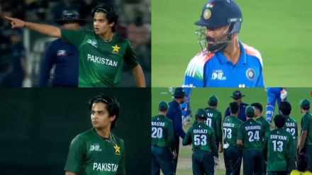 Pakistan Spinner Aggressive Send off to Naman Dhir in Asia Cup Rising Stars Video Viral IND A vs PAK A Pakistan Spinner Aggressive Send off to Naman Dhir in Asia Cup Rising Stars Video Viral IND A vs PAK A