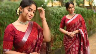 Prarthi Redkar in a traditional maroon saree look