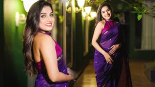 Jahnavi Killekar purple saree look