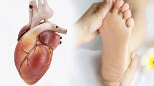 Swollen feet and ankles indicating early signs of heart