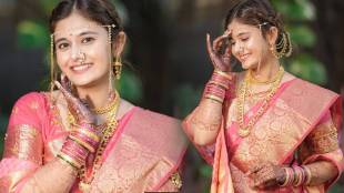 Anushka Pimpalkar bridal look pink Paithani saree