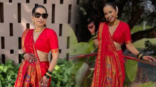 Marathi actress shreya bugde red paithani traditional look