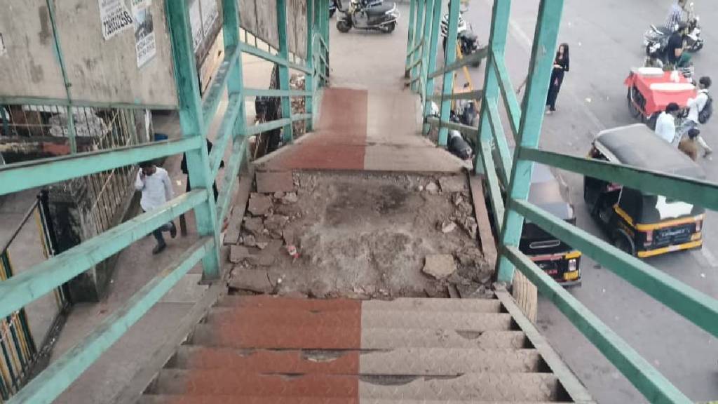 mira road railway station skywalk damaged
